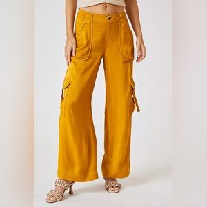 NWT Anthropologie Wide-Leg Cargo Utility Pants Satin Size 12